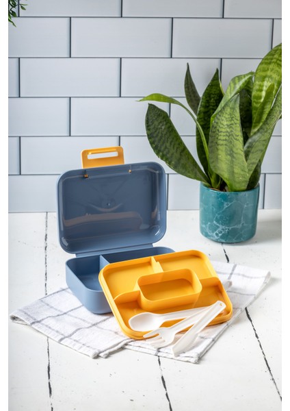 Beslenme Kutusu 2 Katlı Çatal,bıçak,kaşık Setli Antrasit fiyatları