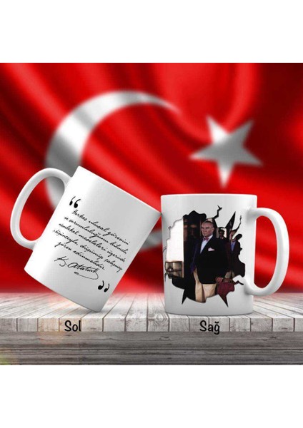 Papyonlu- Şık Kıyafetli Mustafa Kemal Atatürk - Atatürk'ün Sözleri -Kupa Bardak