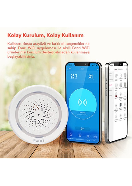 Fonri Akıllı Kablosuz Iç Ortam Nem-Isı Ölçer-Siren, Wifi, 2 Yıl Garantili, Google Asistan ve Tuya Destekli, Uzaktan Kontrol indirimleri