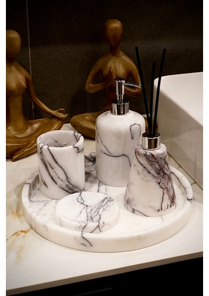 Leylak Mermer Banyo Seti ve Mermer Oda Kokusu Set