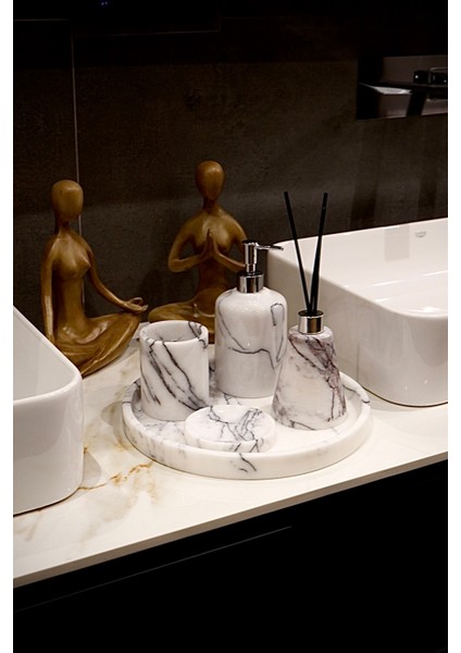 Leylak Mermer Banyo Seti ve Mermer Oda Kokusu Set