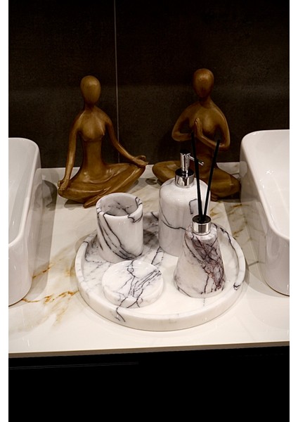Leylak Mermer Banyo Seti ve Mermer Oda Kokusu Set