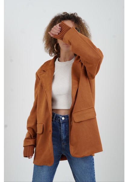 Kiremit Suni Süet Oversize Blazer Ceket fırsatları