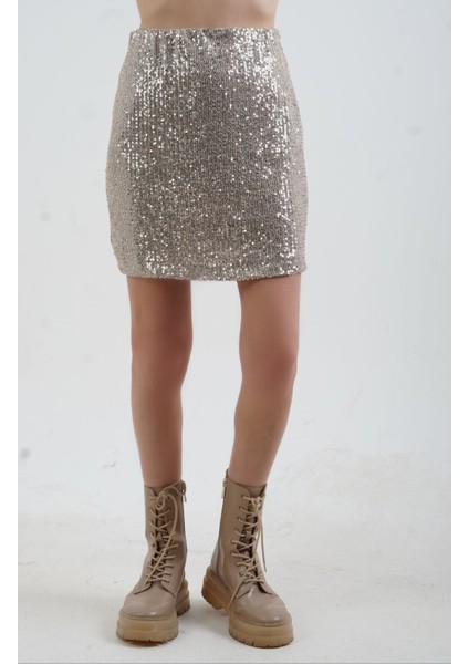 Vizon Pul Payetli Astarlı Mini Etek fiyatları