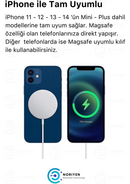 iPhone 11 12 13 14 Magsafe Kablosuz Hızlı Şarj Aleti Apple Tam Uyumlu 15w Wireless Charger Adaptörü Temassız Şarz Pro Mac Max Mag Safe NRY