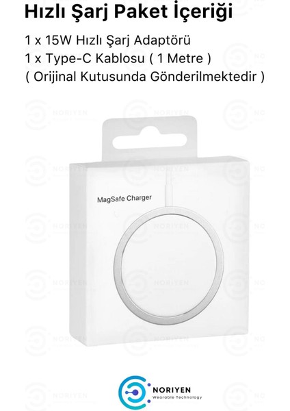 iPhone 11 12 13 14 Magsafe Kablosuz Hızlı Şarj Aleti Apple Tam Uyumlu 15w Wireless Charger Adaptörü Temassız Şarz Pro Mac Max Mag Safe NRY