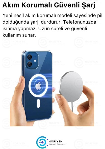 iPhone 11 12 13 14 Magsafe Kablosuz Hızlı Şarj Aleti Apple Tam Uyumlu 15w Wireless Charger Adaptörü Temassız Şarz Pro Mac Max Mag Safe NRY