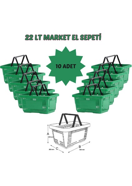 22 Litre Kozmetik, Bijuteri El Sepeti 10 Adet