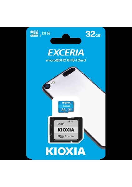 Kıoxıa 32GB Exceria, LMEX1L032GG2, Uhs-1,  CL10, 100MB/S, Microsd Kart Bellek (Sd Adaptörlü)