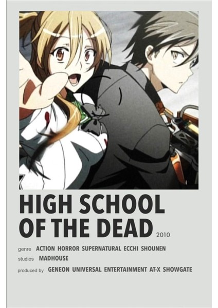 Rollas Store Hıgh School Of The Dead Anime A4 Boy Poster