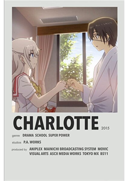 Rollas Store Charlotte Anime A4 Boy Poster