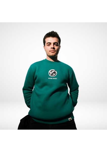 Balina Nakışlı Sweatshirt Özel Tasarım Echo Unisex Şardonlu indirimleri