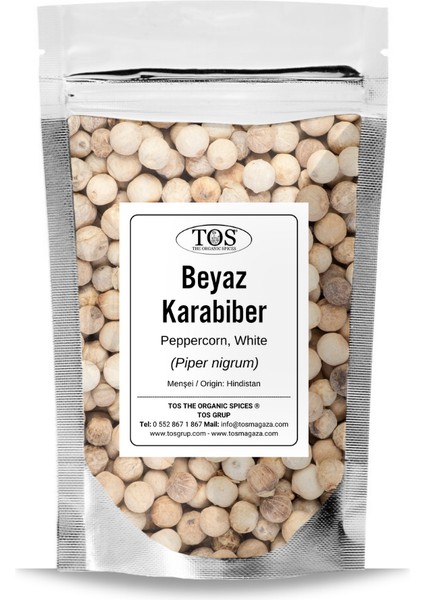 Beyaz Karabiber Bütün 100 gr (1. Kalite) Piper Nigrum / Peppercorn, White Whole