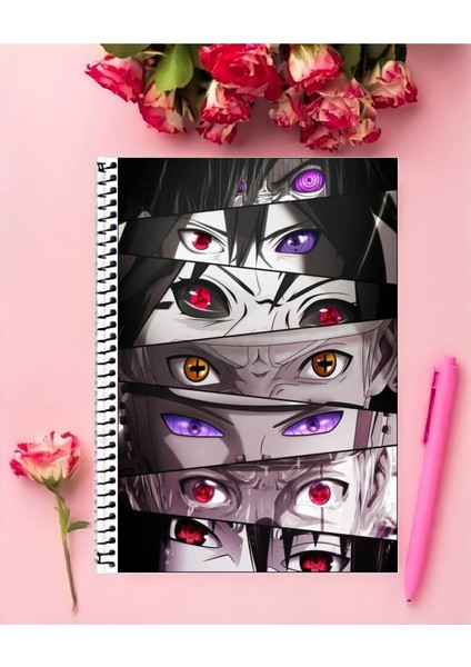 Rollas Store Naruto Anime Defter 1 Adet Özel Tasarım A4 Boyutu 21 x 29 cm Telli Büyük Boy Defter