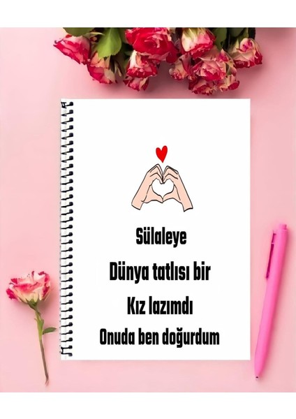 Annesinden Kızına Hediyelik A4 Boyutu Telli Defter