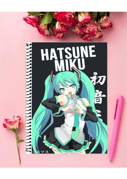 Rollas Store Hatsune Miku Anime Defter 1 Adet Özel Tasarım A4 Boyutu Telli Orta Boy Defter