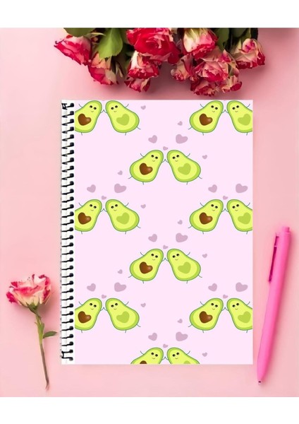 Avokado Defter 1 Adet Özel Tasarım A4 Boyutu Telli Orta Boy Defter