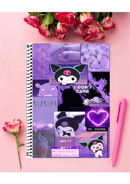 Rollas Store Kuromi Anime Defter 1 Adet Özel Tasarım A4 Boyutu Telli Büyük Boy Defter