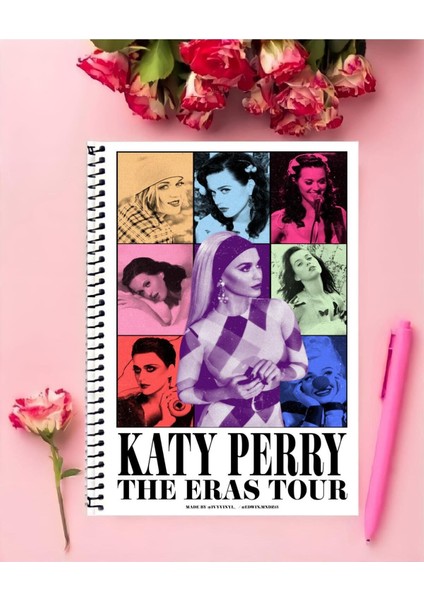 Rollas Store Katy Perry Defter 1 Adet Özel Tasarım A4 Boyutu Telli Orta Boy Defter