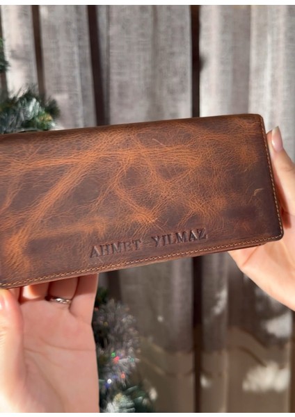 West Polo Kişiye Özel İsimli Telefon Bölmeli Hakiki Deri Cüzdan Paraportföy