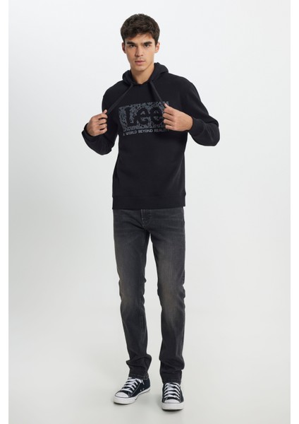 Regular Fit Normal Kesim Kapüşonlu Ekru Sweatshirt