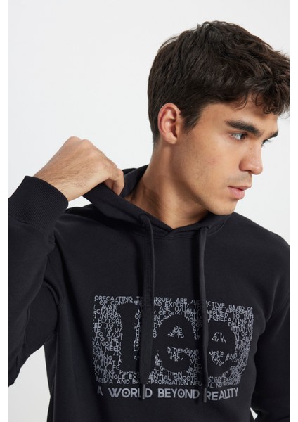 Regular Fit Normal Kesim Kapüşonlu Ekru Sweatshirt