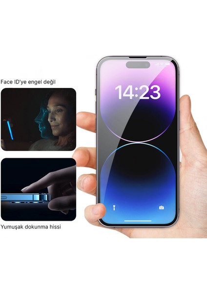 Apple iPhone 16 Pro Kolay Takma Aparatlı Hayalet Cam Ekran Koruyucu Siyah modelleri