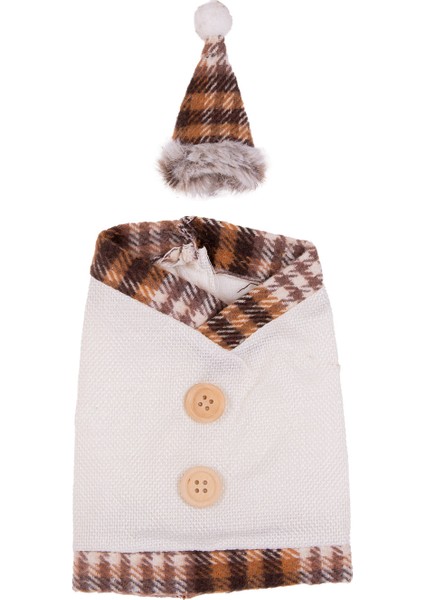 Yılbaşı Şişe Süsü Şapkalı Krem 13X19 Cm.