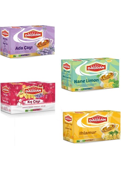 Kış Natürel Çay Seti 4'lü (Kuşburnu-Nane/limon-Ihlamur-Adaçayı)