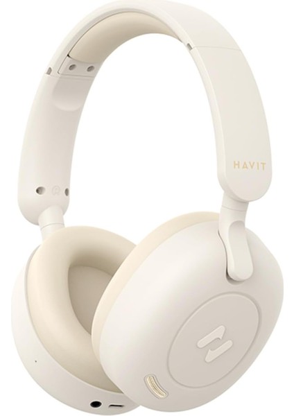 H655BT Hybrid Anc Kulaküstü Bluetooth Kulaklık - 65 Saat Batarya, Enc, Anc, Çift Cihaz Desteği Bej