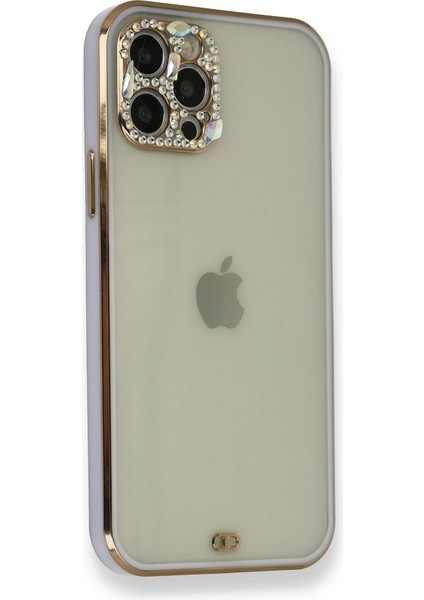 Apple iPhone 12 Pro Max Kılıf Modern Tasarım Darbelere Karşı Korumalı Taşlı Liva Silikon Kapak