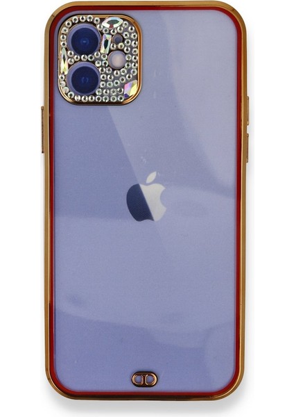 Apple iPhone 12 Kılıf Modern Tasarım Darbelere Karşı Korumalı Taşlı Liva Silikon Kapak