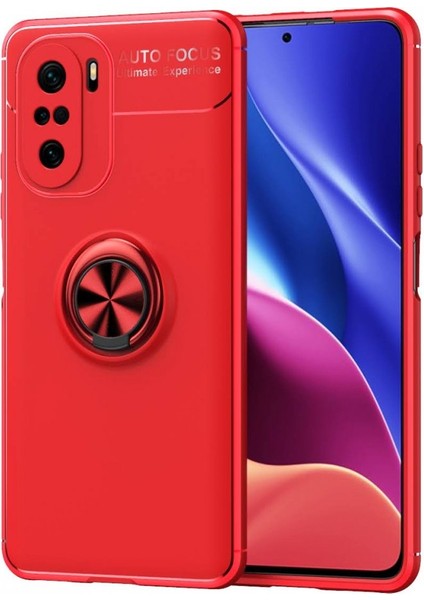 Xiaomi Redmi K40 Pro Kılıf Yatay ve Dikey Stand Özellikli Içi Petekli Yüzüklü Silikon Range Kapak