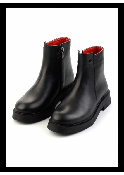 Siyah Hakiki Deri Kadın Bot & Bootie K02717251003