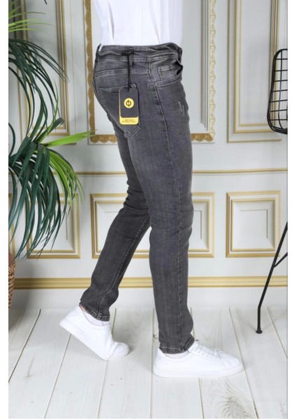 Erkek Füme/gri Regular Fit Likralı Kot Pantolon Fermuarlı Esnek Denim Phantom Jeans modelleri