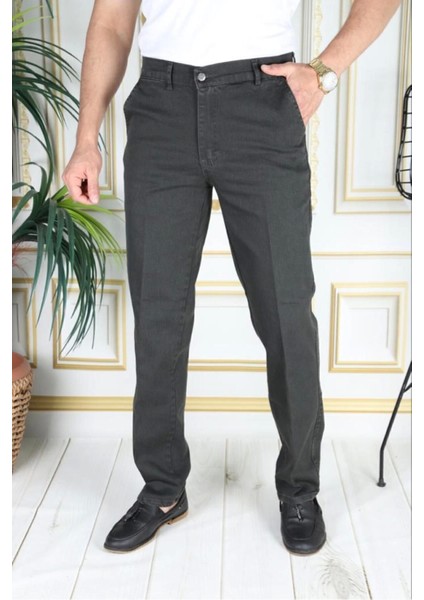 Klasik Kesim Haki Likralı Erkek Yan Cepli Klasik Kot Pantolon Baba Pantolonu Phantom Jeans By Small