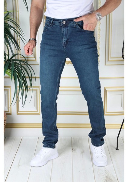 Erkek Tint Yeşili Regular Fit Rahat Kesim Esnek Likralı Denim Jeans Şık Kot Pantolon