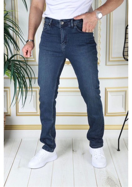 Erkek Paslı Mavi Regular Fit Rahat Kesim Esnek Likralı Denim Jeans Şık Kot Pantolon
