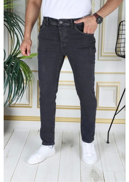 Erkek Gri-Füme Regular Fit Kot Pantolon Likralı Esnek Jean Phantom Jeans
