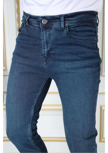 Erkek Tint Yeşili Regular Fit Rahat Kesim Esnek Likralı Denim Jeans Şık Kot Pantolon