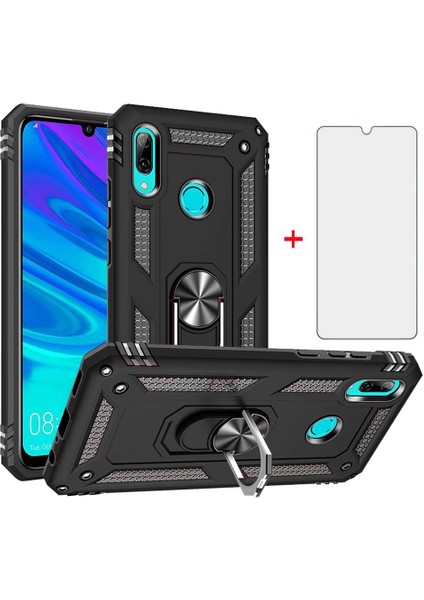 Huawei P Smart 2019 Kılıf Armor Tank Holder Hard Shockproof + Ekran Koruyucu