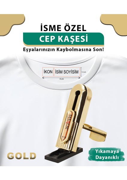 Kişiye Özel Gold Altın Rengi Cep Kaşesi, Doktor, Hemşire ,avukat, Öğretmen Ve Firma Kaşe