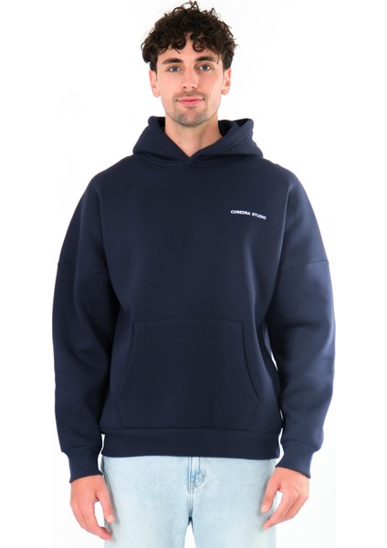 Camp Life Oversize Fit Hoodie Erkek - Lacivert