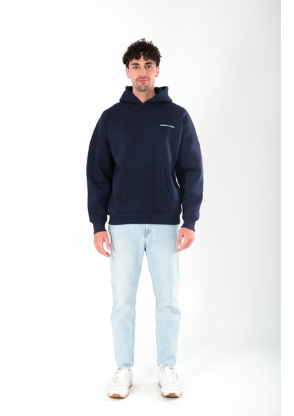 Camp Life Oversize Fit Hoodie Erkek - Lacivert