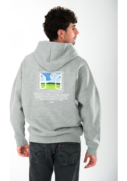 Journey Oversize Fit Hoodie Erkek - Gri modelleri