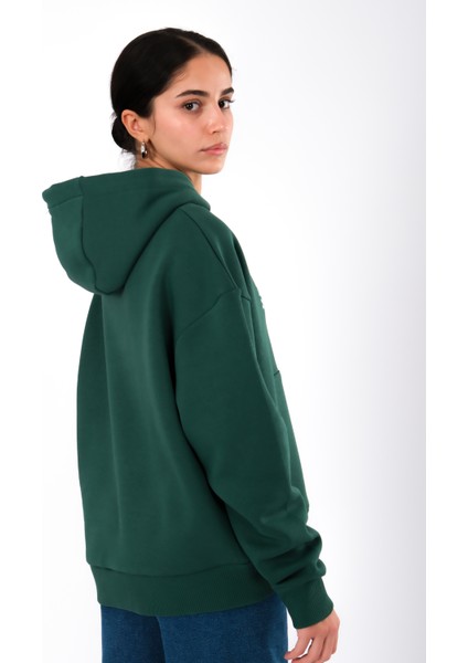 Mental Health Club Relaxed Fit Hoodie Kadın - Yeşil