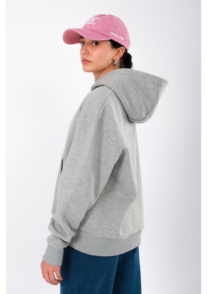 Mental Health Club Relaxed Fit Hoodie Kadın - Gri