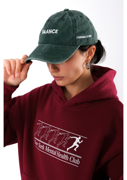 New York Mental Health Club Relaxed Fit Hoodie Kadın - Bordo modelleri