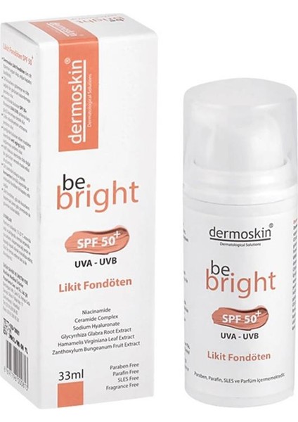 Dermoskin Be Bright SPF50+ Likit Fondöten 33 ml - Medium