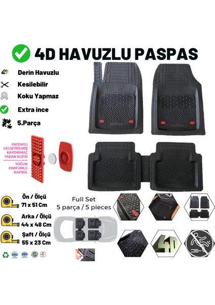 Suzuki Swift 2009 2/n Yeni Üretim Kaymaz Taban 4d Havuzlu Paspas Siyah